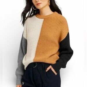 a new day Colorblock Cozy Sweater - White, Tan, Gray, Black Women’s Size Large